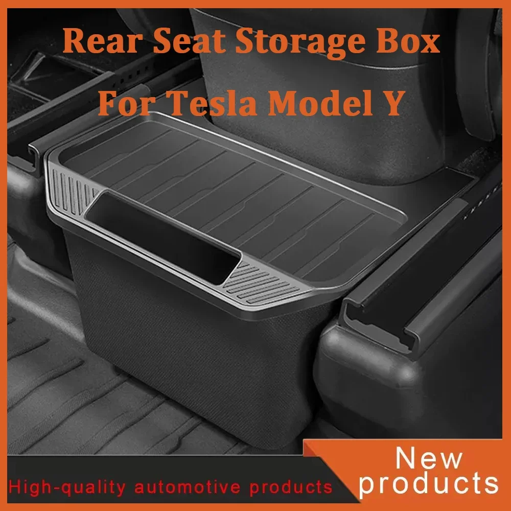 

For Tesla Model Y 2021-2025 Car Rear Seat Storage Box Backseat Trash Can Garbage Bag Organizer