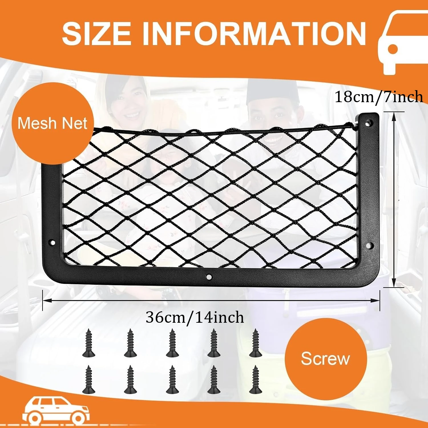 Bungee Net Pocket Framed Mesh Car Boat RV,14 X 7 Inch, Mesh Storage Bag For RV Boat Car Truck, Boat Storage Net Holder