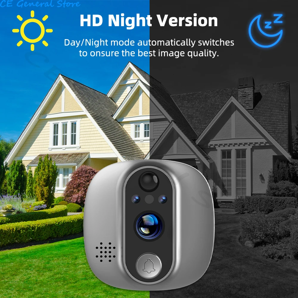 Tuya Video Doorbell WiFi Peephole Door Bell IP Camera 1080P With 4.3inch Display Screen Smart Life Works With Alexa Google Home