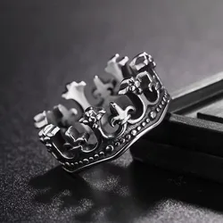 New Classic Vintage Crown King Ring Men's Fashion Punk Minimalist Biker Ring Mens Womens Street Niche Creative Party Accessories