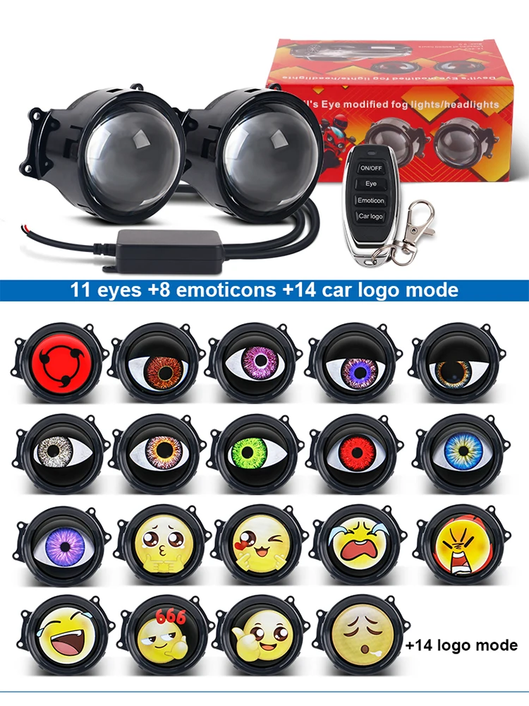 Żarówka LED do reflektora samochodowego Devil's Eye 3 cale, dynamiczna, 33 tryby, logo Devil's Eye, reflektor motocyklowy z pilotem — zdjęcie produktu 7