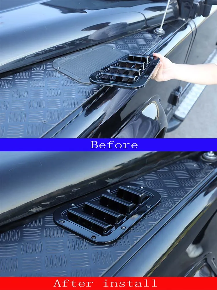 Für Land Rover Defender 2004-19 Front Motorhaube Belüftung Abdeckung Stahl Lufteinlass Scoop Air Outlet Schnee Abdeckung auto Zubehör – Detail 6
