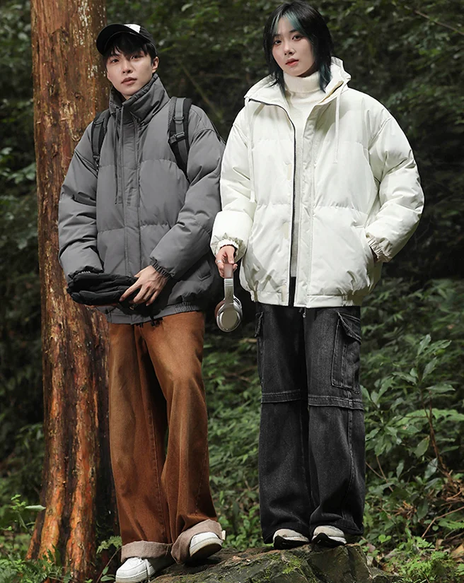 

Solid Color Stand Up Collar Cotton Parkas Men's Korean Version Trendy Loose Warm Cotton Parkas Casual Versatile Bread Parkas