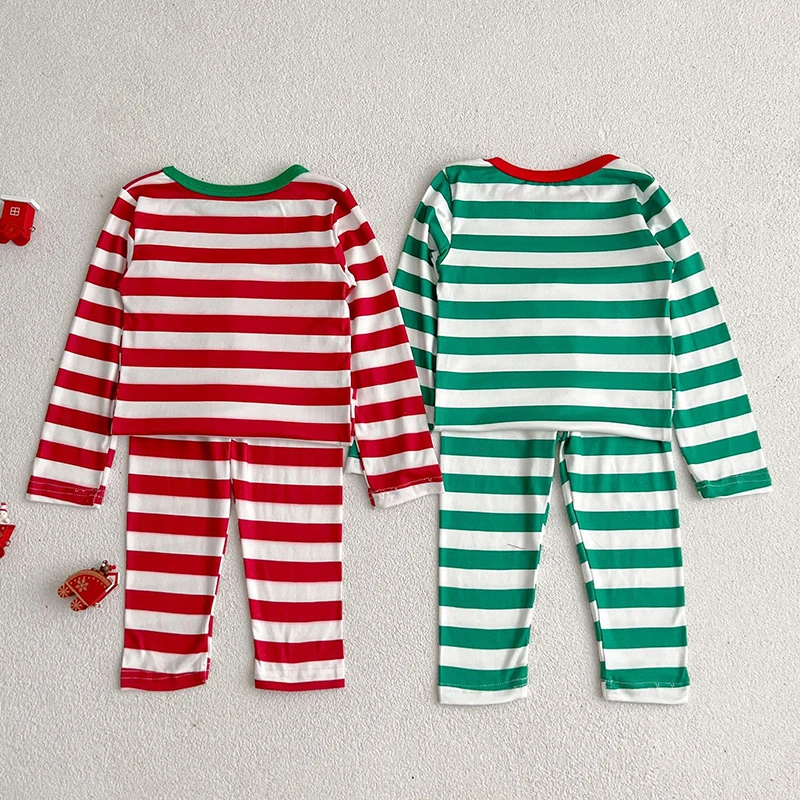 Autumn Kids Baby Boys Girls Long Sleeve Stripe T-shirt + Pants Clothing Sets Baby Boys Girls Pajamas Children\'s Clothes Suit