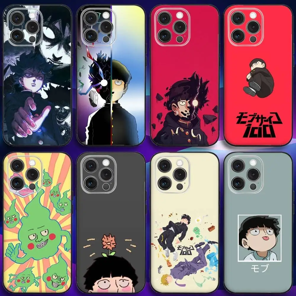 

M-Mob Psycho 100 Anime Phone Case For iPhone 16e,16,15,14,13,12,11,Pro,X,XS,Max,XR,Plus,Mini Soft Black Cover