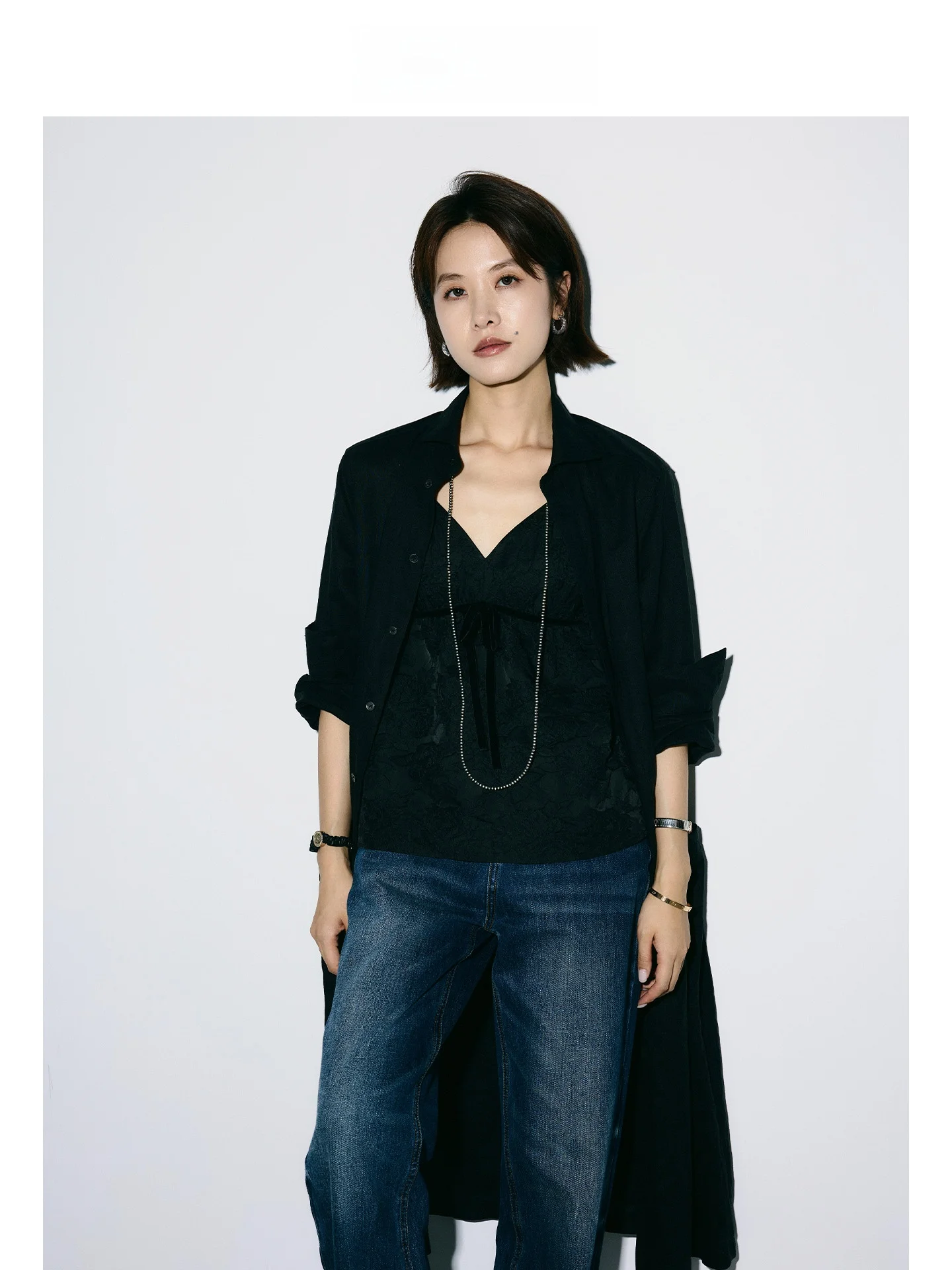 

Deep V Ne Emed Strap Vest Women's Faion Summer Thin Polyester ort Length French Sle Inner Wear Single Piece