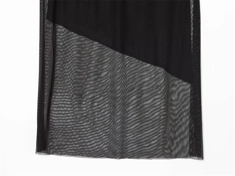 Vestido feminino 2025 inverno novo preto sem mangas dupla camada vestido longo edição limitada elegante e elegante na moda