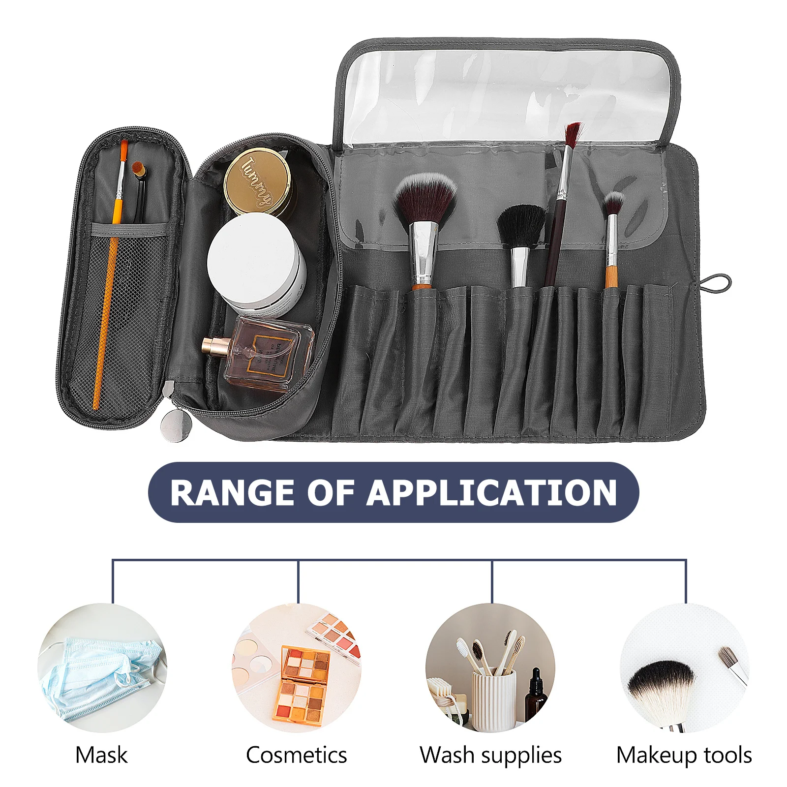

Makeup Brush Bag Travel Rolling Case Large Capacity Professional Makeup Organizer Pouch Brush Rolling Bag