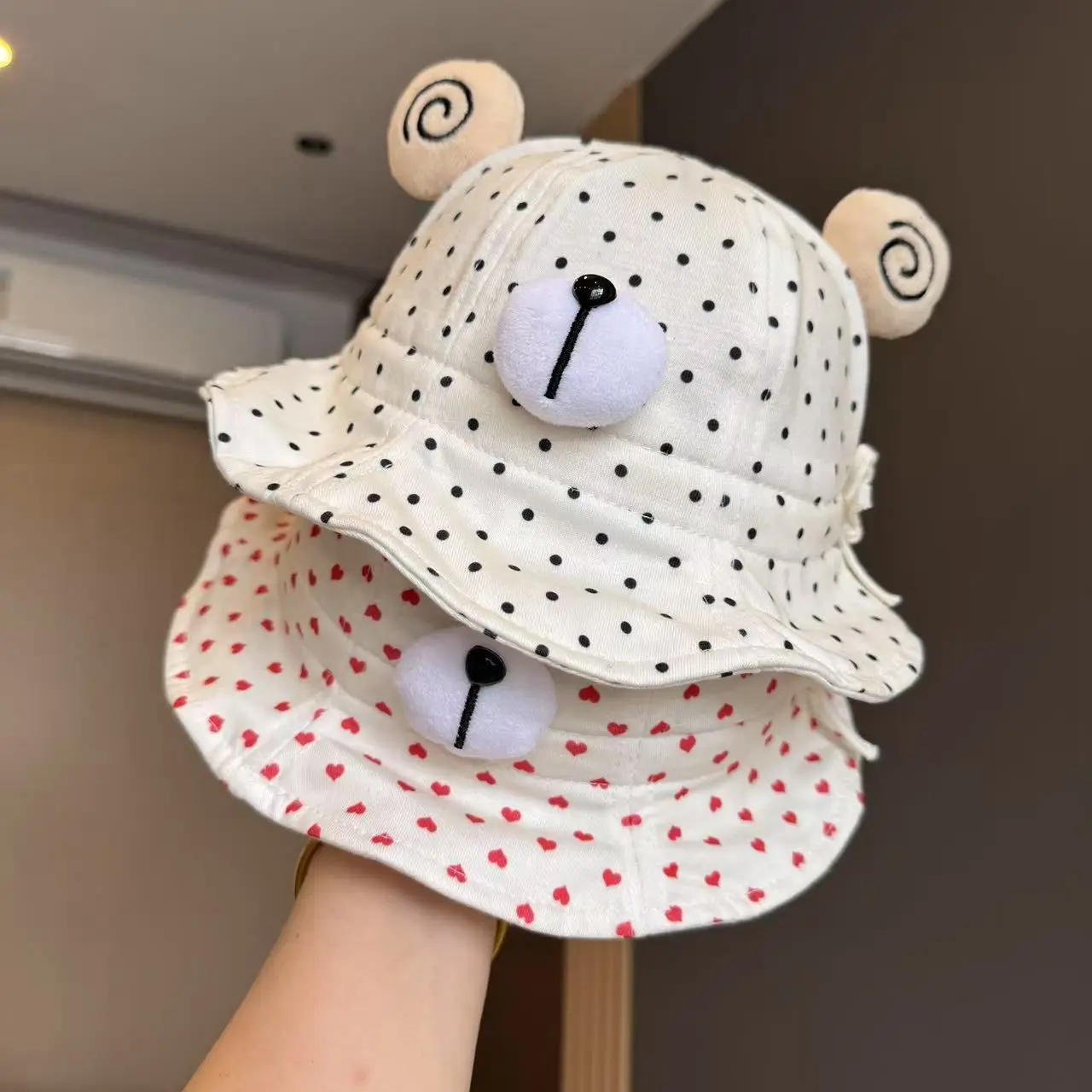 

Cute Cartoon Baby Fisherman Hat Kids Print Bucket Caps 6-24Month Boy Girl Large Brim Sunshade Basin Cap Toddler Drawstring Visor