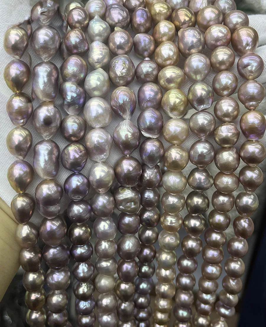 Genuine Natural Freshwater 12-15mm Edison purple pearl strands loose beads women lady jewelry DIY