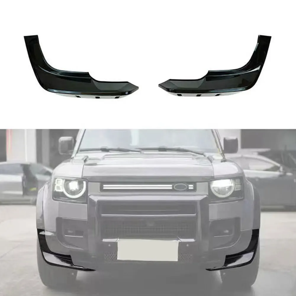 Exterior Accessories Glossy Black ABS Front Bumper Lip Splitter For Land Rover Defender 90 110 2020 2021 2022