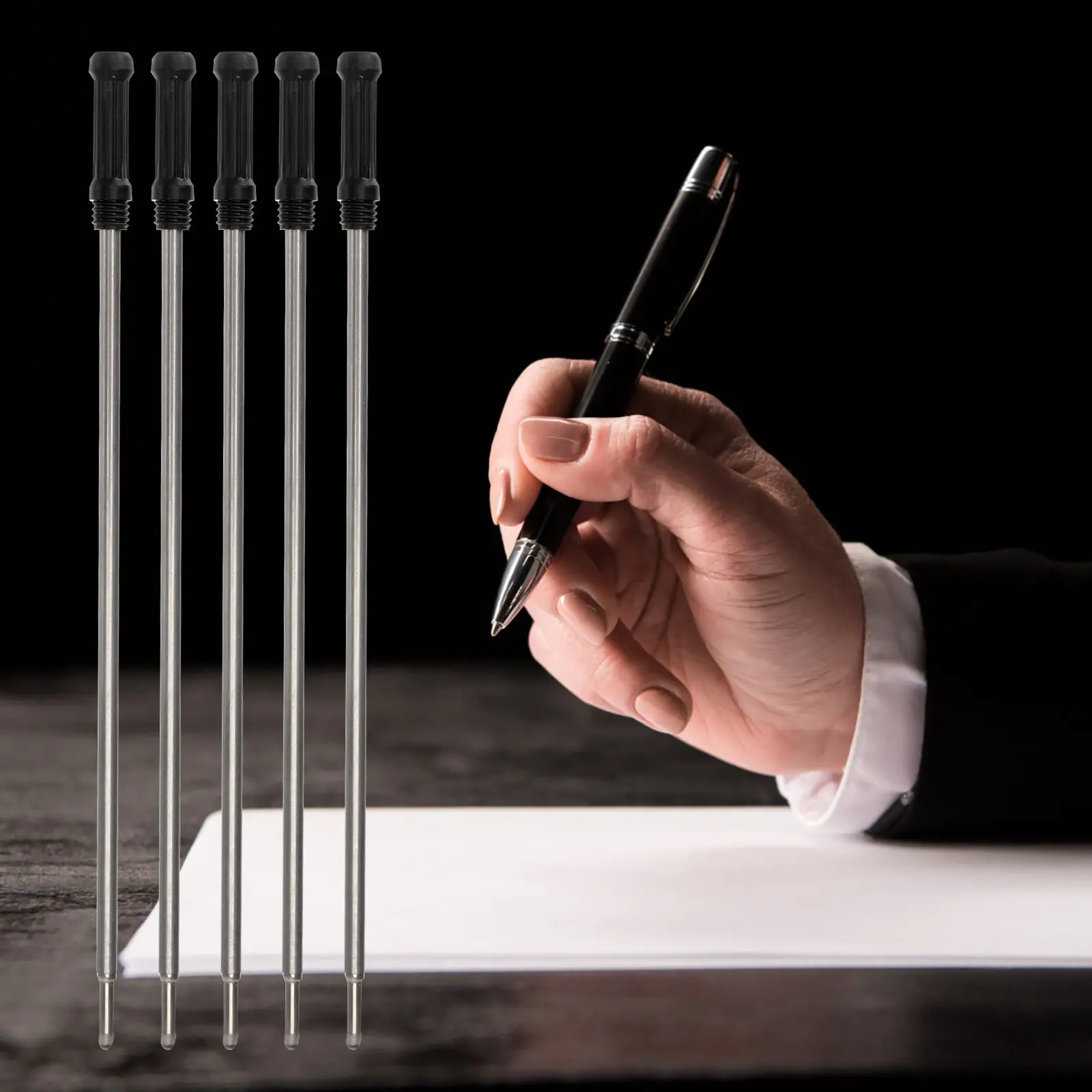 

20Pcs 115Mm Metal Pen Refills Black Fine Point Smooth Flow Ballpoint Refill for General Writing Cross Compatible