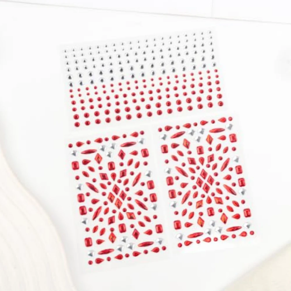 Halloween Red Blood Drop Self Adhesive Face Gems Stickers Set Red Clear Rhinestone Face Jewels for Party Makeup with Tweezers - view 4