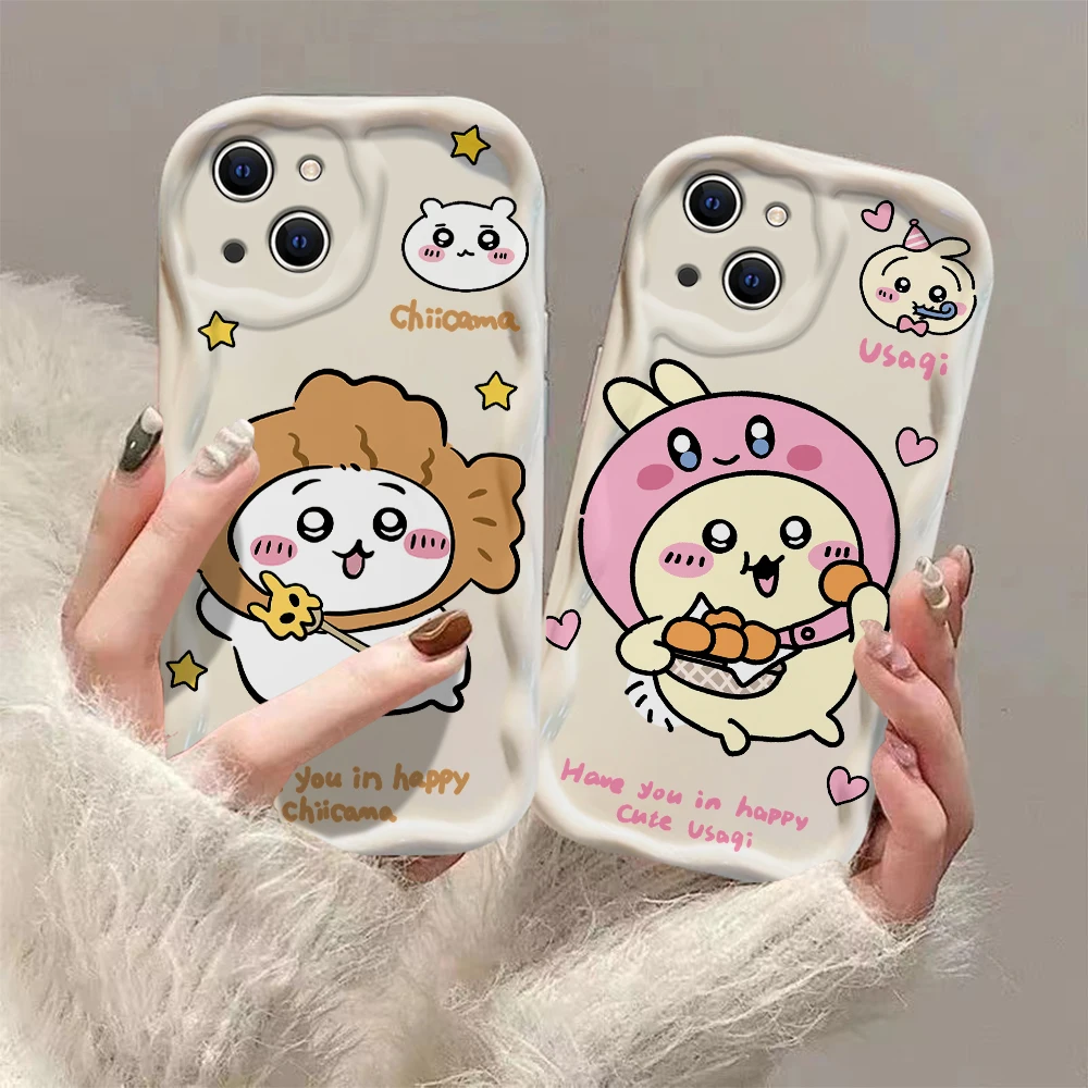 Cute Anime Chiikawas 3D Wave Case For iPhone 15 14 13 12 11 Pro Max Mini X XR XSMAX 8 7 6S Plus Soft Silicone Cover