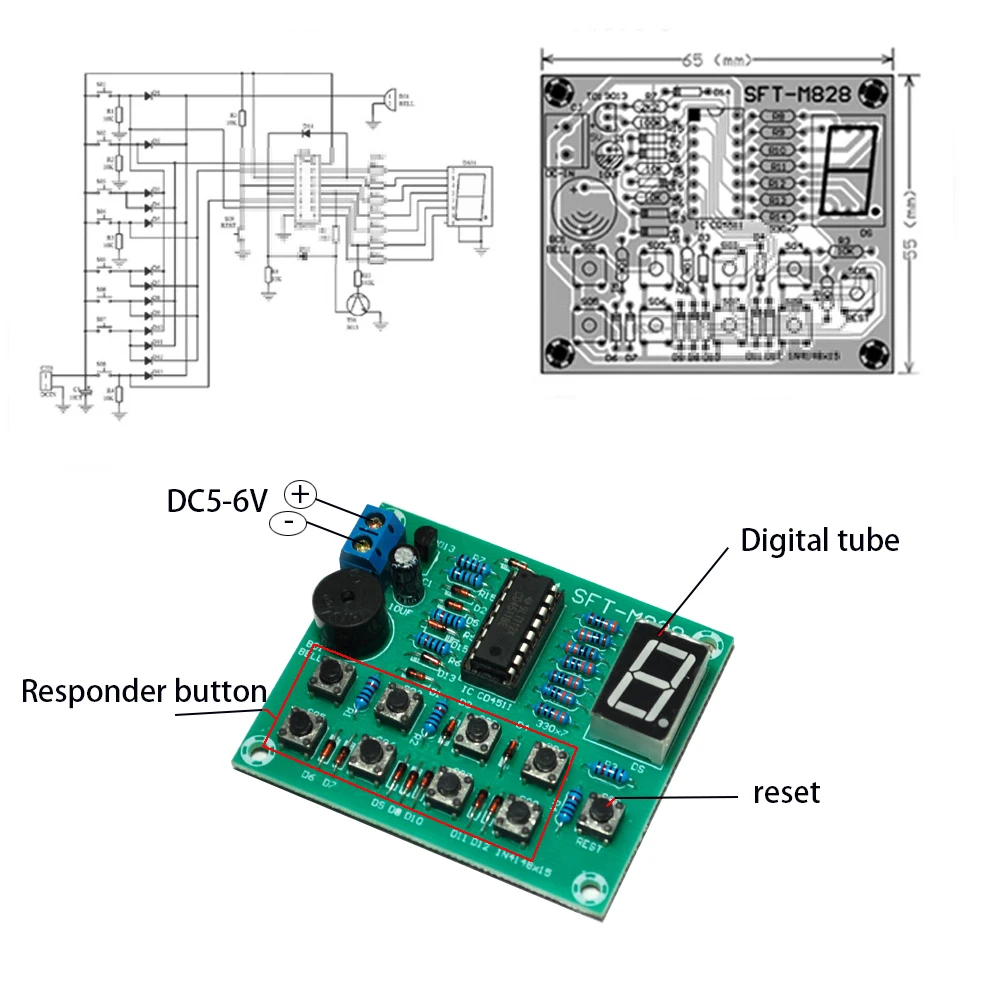 Kit de soldadura de 8 vías CD4511, 4,5-6V, diy