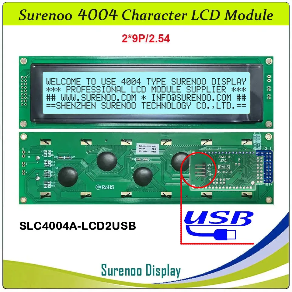 404 40X4 4004 Character LCD Module Display Screen Panel LCM AIP31066 PCF8574T Serial IIC I2C USB2LCD LCD2USB LCD Smartie AIDA64