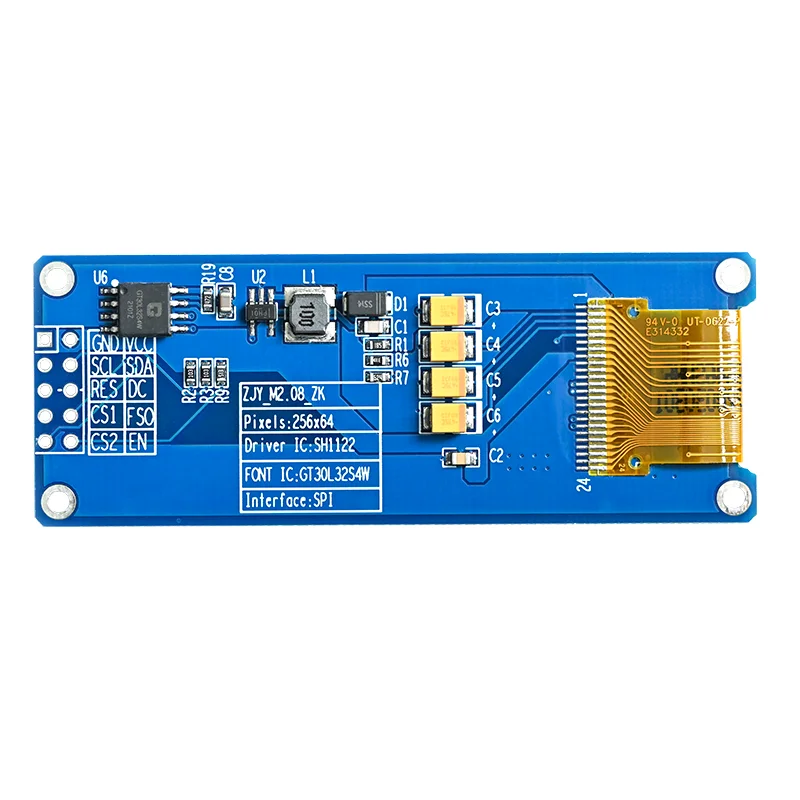 Imagem -04 - Tela Lcd Oled Resolução 256x64 Unidade Sh1122 Interface Spi Suporte a 10pin Tela em Escala de Cinza de 16 Níveis 208