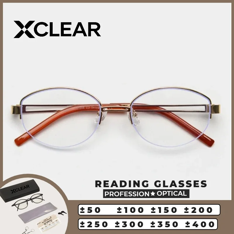 

XCLEAR Half-Frame Oval Half Frame Reading Glasses Men Women Myopia Anti Blue Light Glasses Prescription Optical Eyewear
