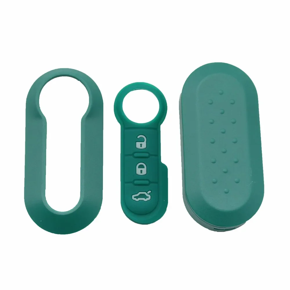 Xinyuexin 3 Button Remote Key Shell Case with Colorful Silicone Pad for Fiat 500 Panda Punto Bravo Doblo Ducato Car Accessories
