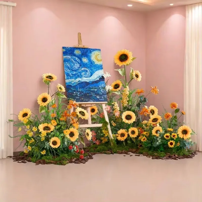 

Искусственный цветок подсолнечника, дорожка для стола для домашнего свадебного украшения