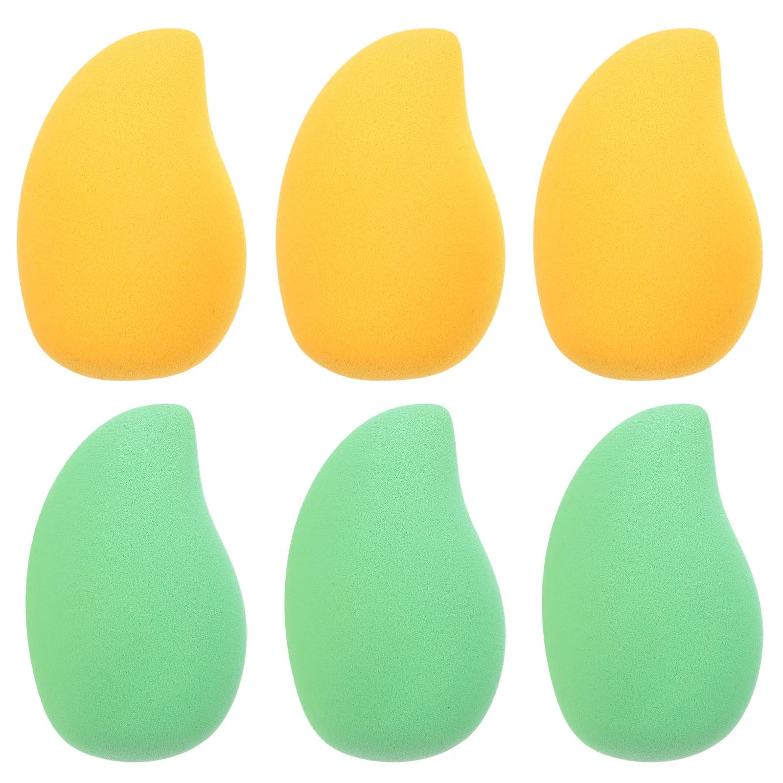 6 stuks make-upspons mangovorm zachte foundation bladerdeeg dual-purpose droog nat gebruik gezichtstool