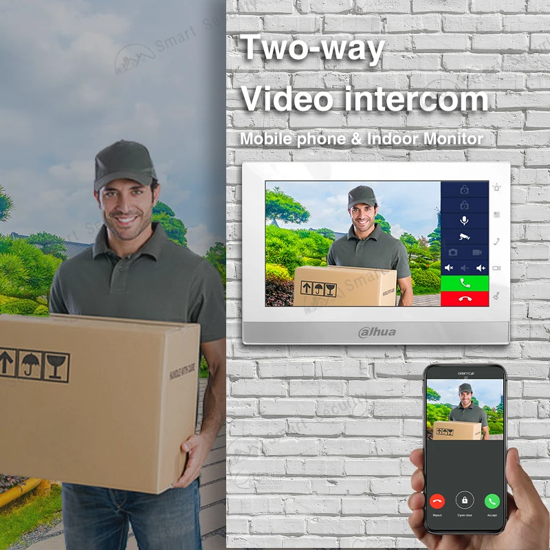 Dahua-Multilan Rede IP Camera Monitor, Indoor Video Intercom, VTO Doorbell Record e Sistema de Instantâneo, 7 "Tela, VTH1550CH-S2