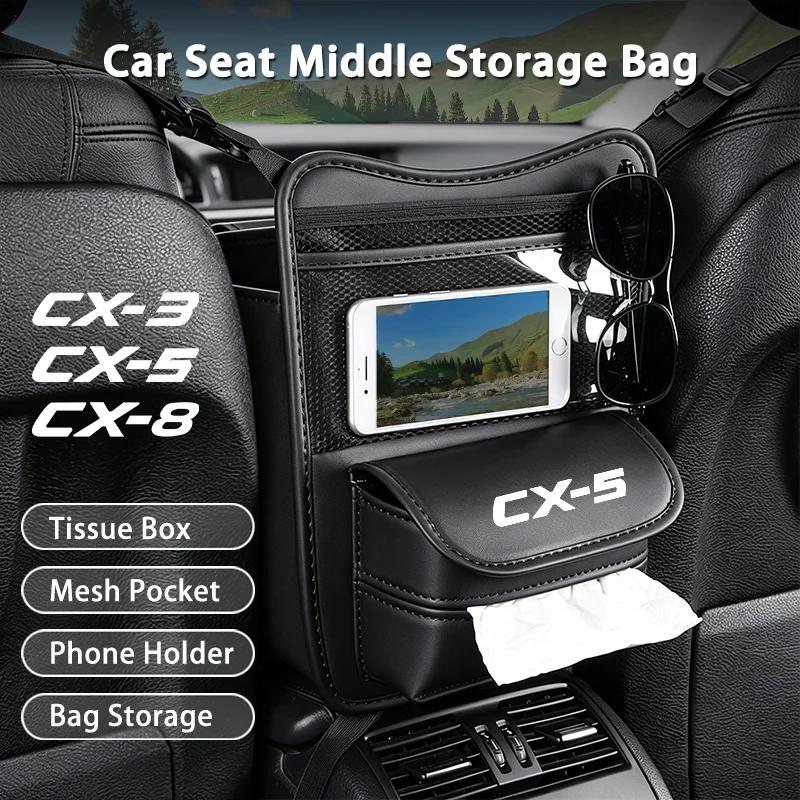 Car Seat Middle Hanger Storage Bag Handbag Holder Between Seats Headrest Hanging Organizer Bag for Mazda 3 CX5 CX3 CX8 6 GH MX5