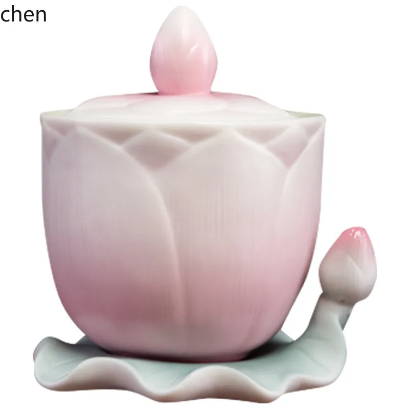 Cz1 lotus water offering cup - buddhist offering  , water purification  guanyin buddha statue offering ceramic ornament