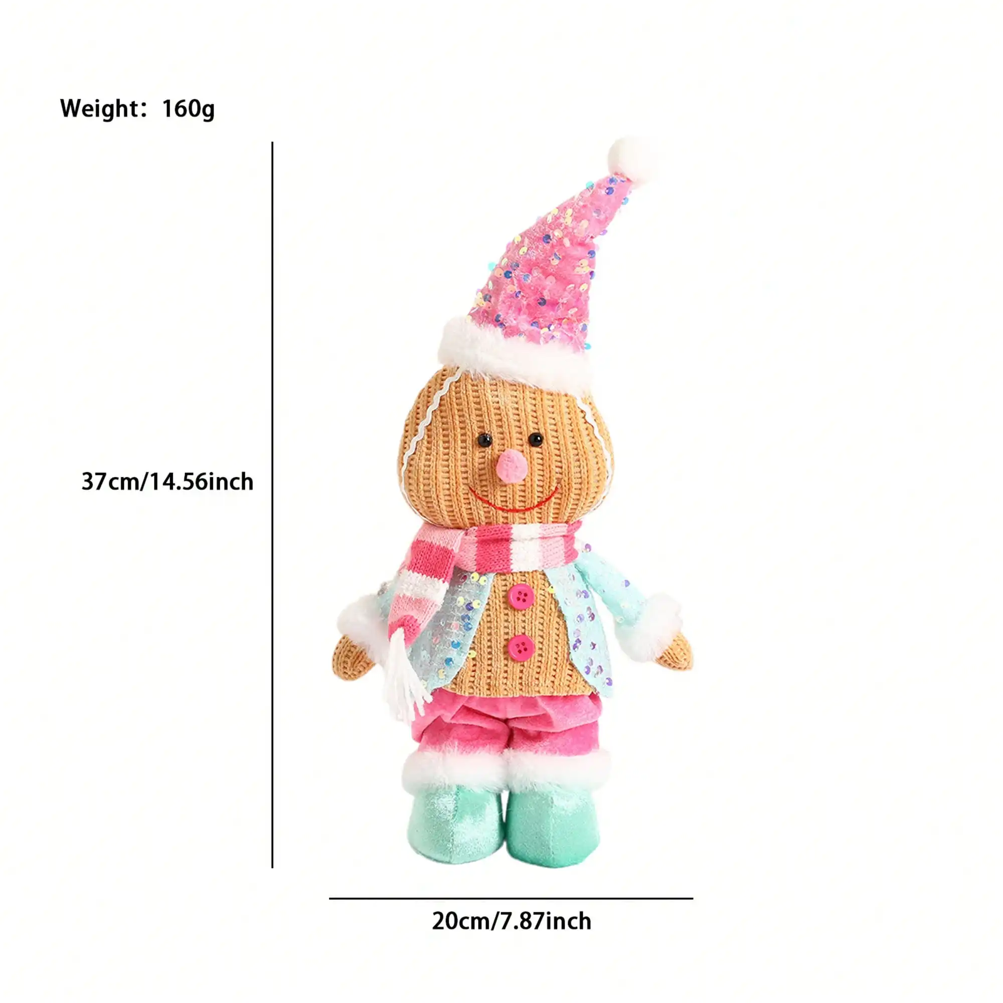 진저브레드 봉제 크리스마스 인형 – 어린이를 위한 귀여운 휴일 봉제인형, 가정 장식, 침실 장식품 및 크리스마스 선물