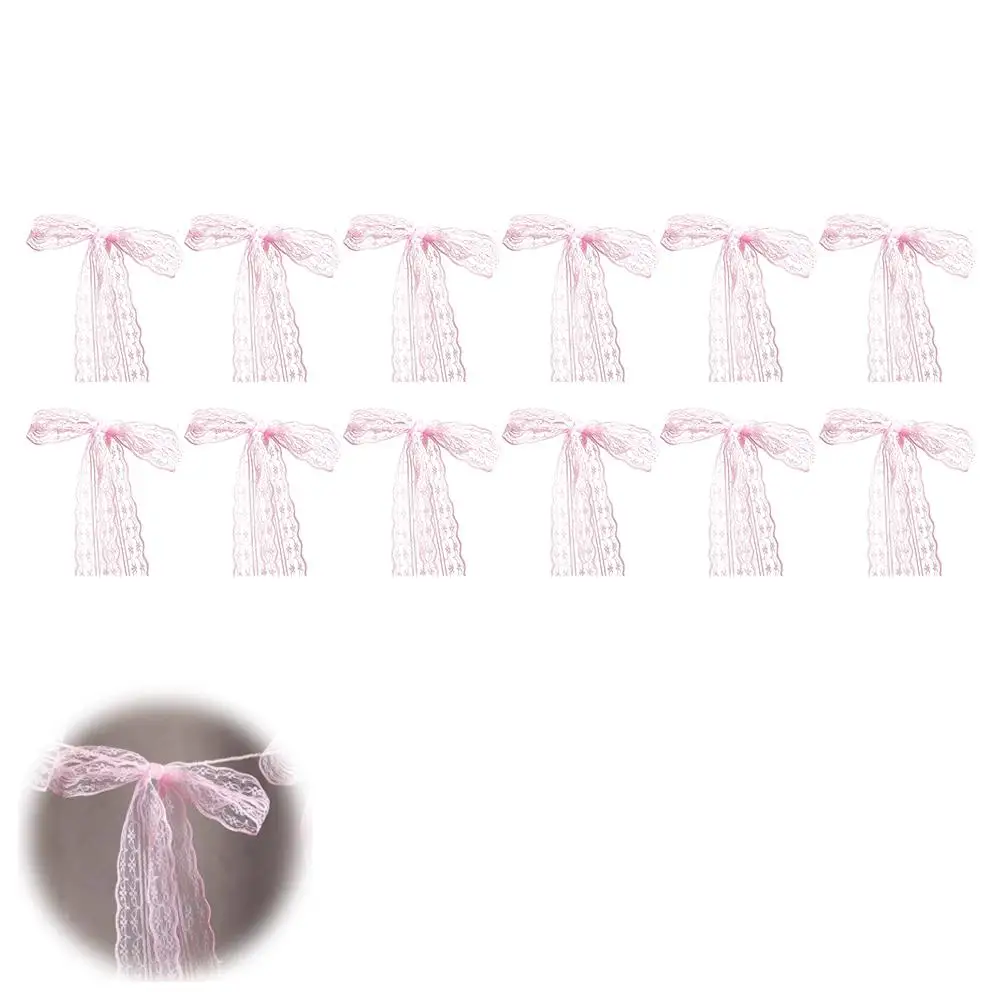 12 Stück elegante rosa Schleifengirlande für Kindergeburtstage, Hochzeiten, Brautpartys, Babypartys, Wanddekoration, hängende Ornamente ﻿ – Detail 1