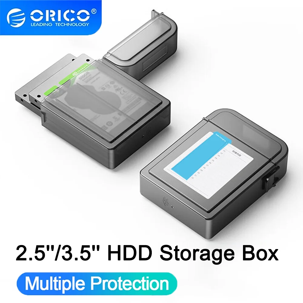 Orico 3.5/2.5 inch portable hard drive protection box desktop hard drive storage box 3.5 inch storage protection box with label