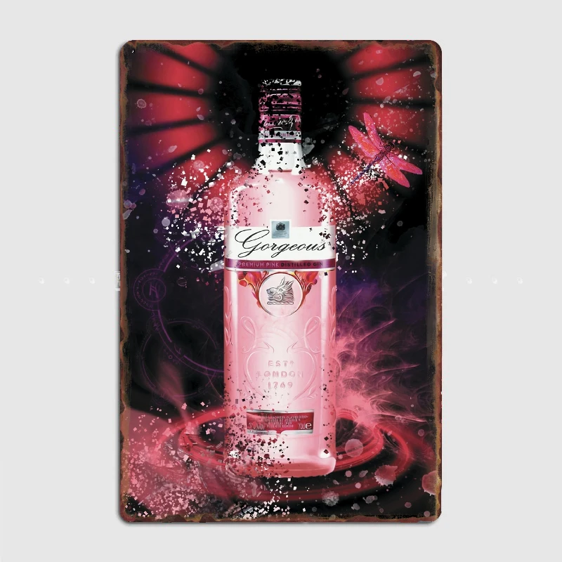 

Gorgeous Pink Gin Metal Plaque Poster Garage Decoration Cave pub Design Club Party Tin sign Poster