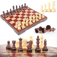 Chess Set Folding Portable Solid Wood Chess Board Game Educational International Chess Board Set Chess Pieces for Kids Students