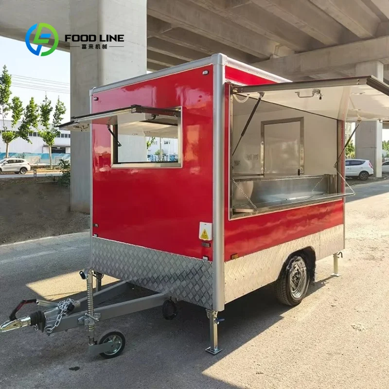 Customized Mobile Food Truck Trailer Fully Equipped Small Coffee Snack Cart for Street Vending Fast Food Mobile Restaurant