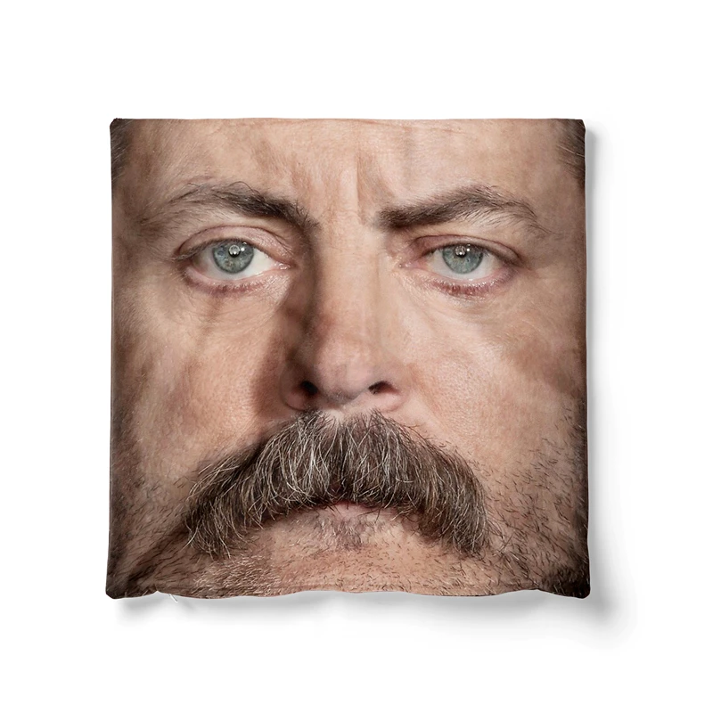 Gaslight Gatekeep Girlboss Ron Swanson Nick Offerman Face Throw Pillow Covers Cushion Cases for Couch Sofa Bedroom 45cm x 45cm