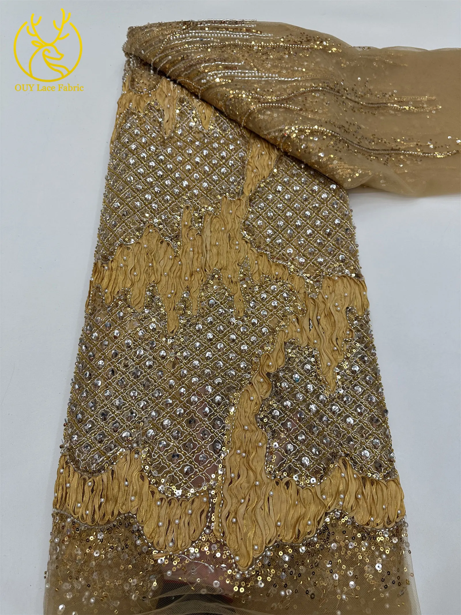 2026 Neues Design Französischer Perlen-Tüll-Spitzenstoff Weinrot Nigerianischer Afrikanischer Pailletten-Netzstoff für Abendkleider 5 Yards – Detail 16