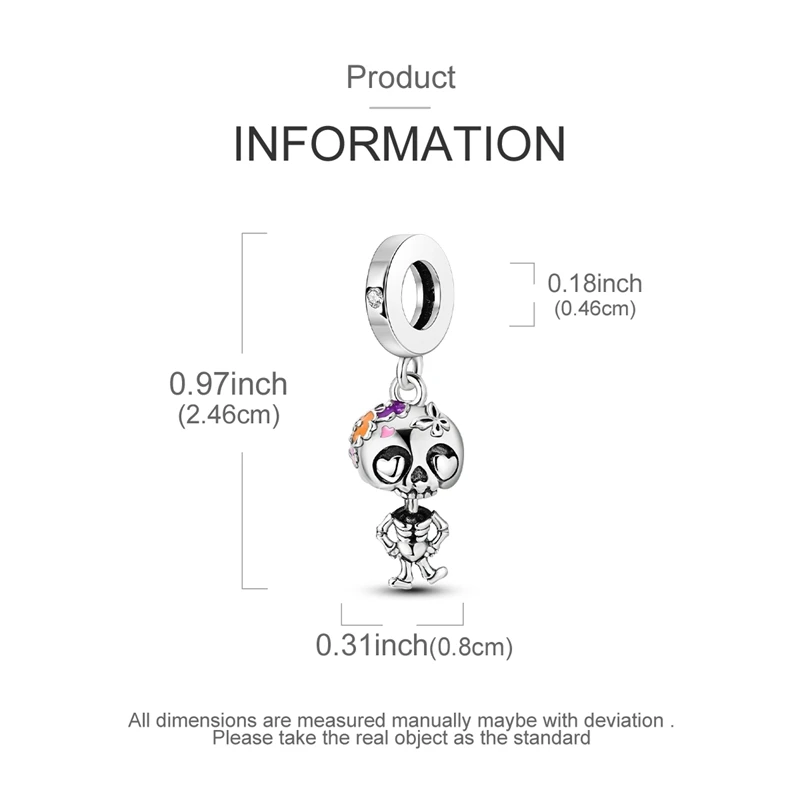 925 Sterling Silber Halloween Charms Perlen Skelett Kürbis Kutsche Hexe Herz Anhänger Passend für Armband Frauen DIY Schmuck Geschenke – Detail 24