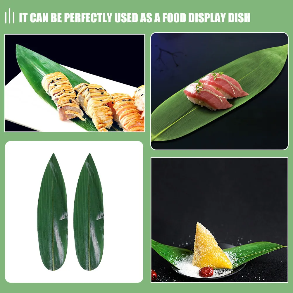

200Pcs Sushi Decorative Bamboo Leaves Mats Sashimi Dish Plate Serving Presentation Party Sushi Bamboo Leaf