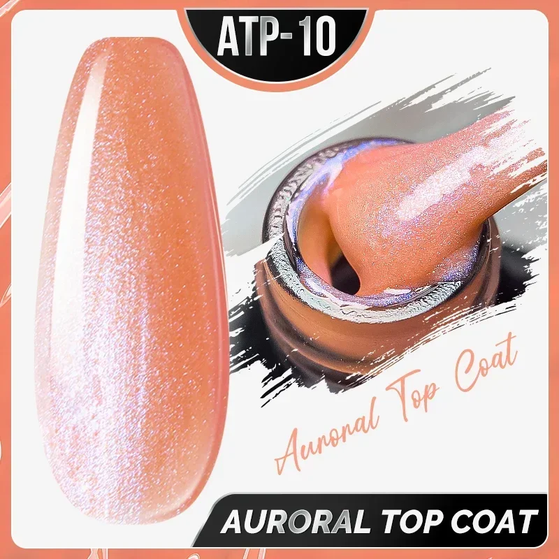 DEROI 8ml No Wipe White Dot Top Coat Glitter Flash Top Coat per Nail Art Aurora Flake Lucido Toppcoat Sigillo Gel UV Polish Manicure