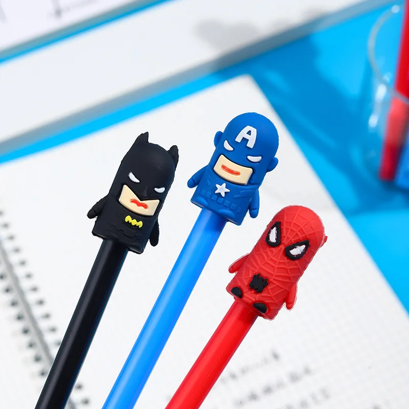 12/60 Pcs Wholesale Creative Soft Adhesive Gel Pens Student Cartoon Style Neutral Water Pen Signature Office Gift