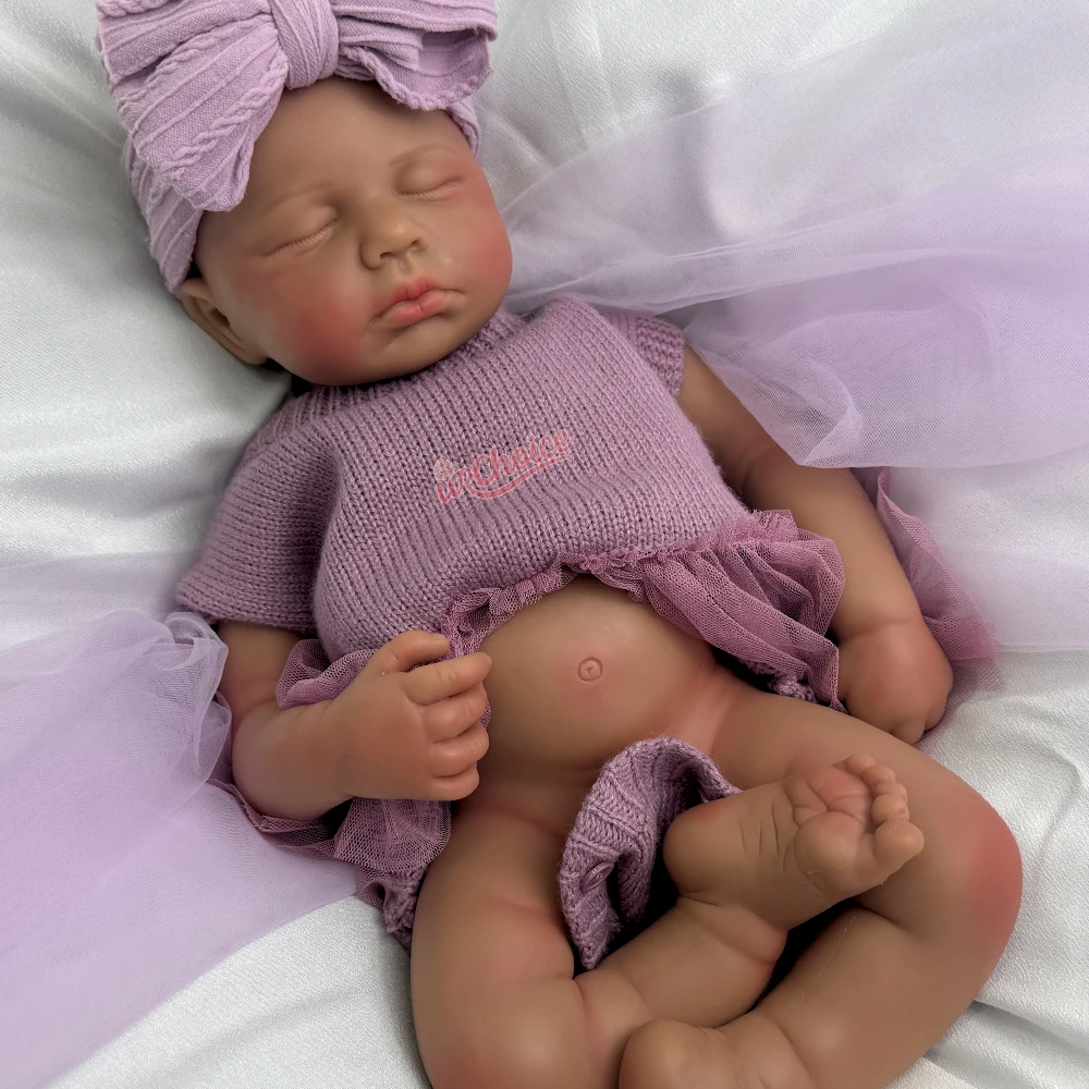 

20-дюймовая Loulou темная кожа, мягкая силиконовая кукла Reborn для маленьких девочек/мальчиков, 3D моющаяся кожа, кукла для новорожденных, коллекционная детская игрушка