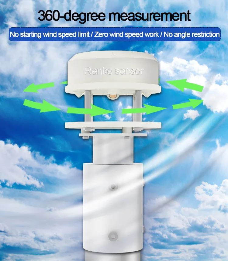 Sensor ultrasónico de velocidad y dirección del viento Industrial