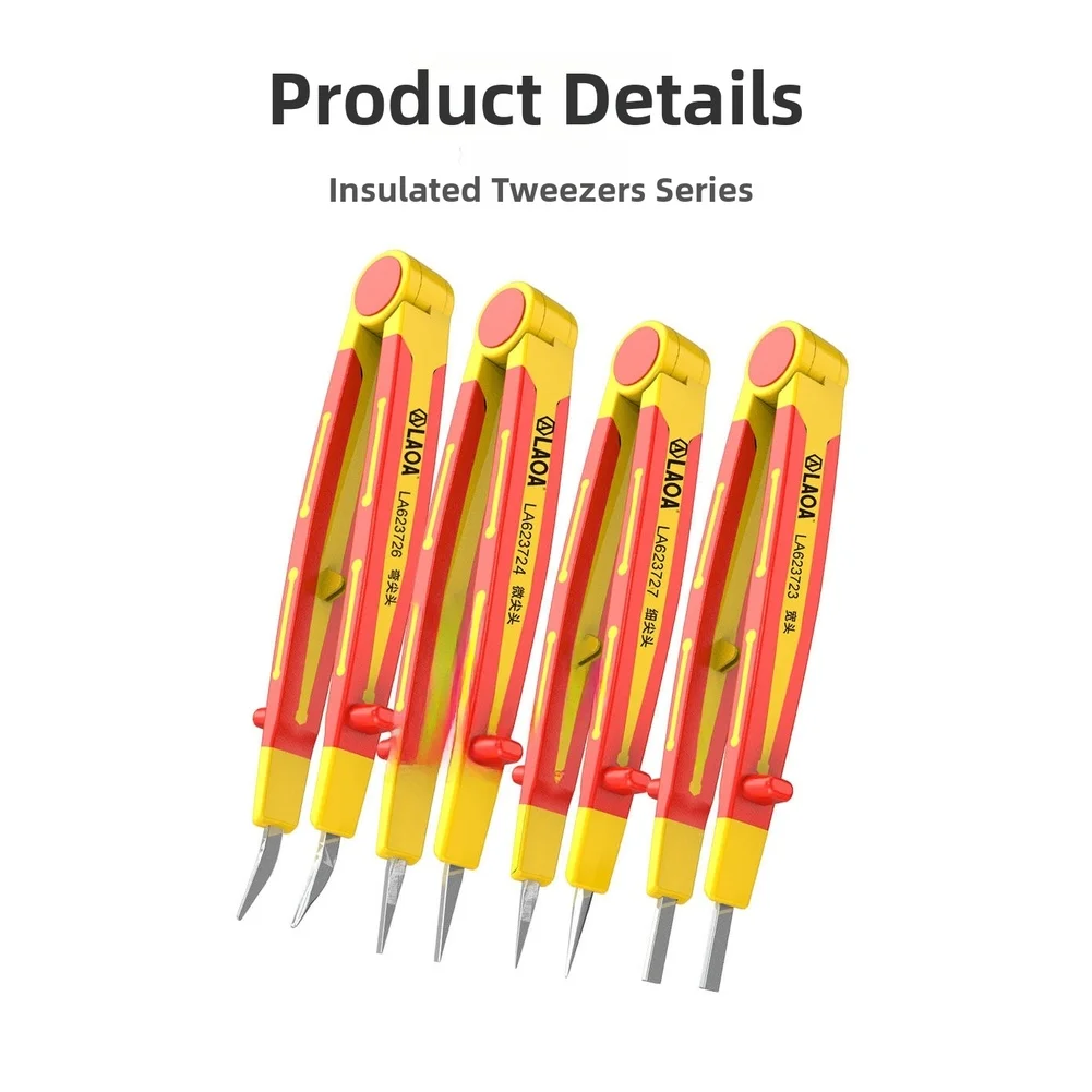 

1 шт. пинцет из нержавеющей стали с изоляцией, с тонким/маленьким/изогнутым/широким наконечником, с противоскользящей рукояткой, для ремонта электроники и обслуживания в сфере новой энергетики