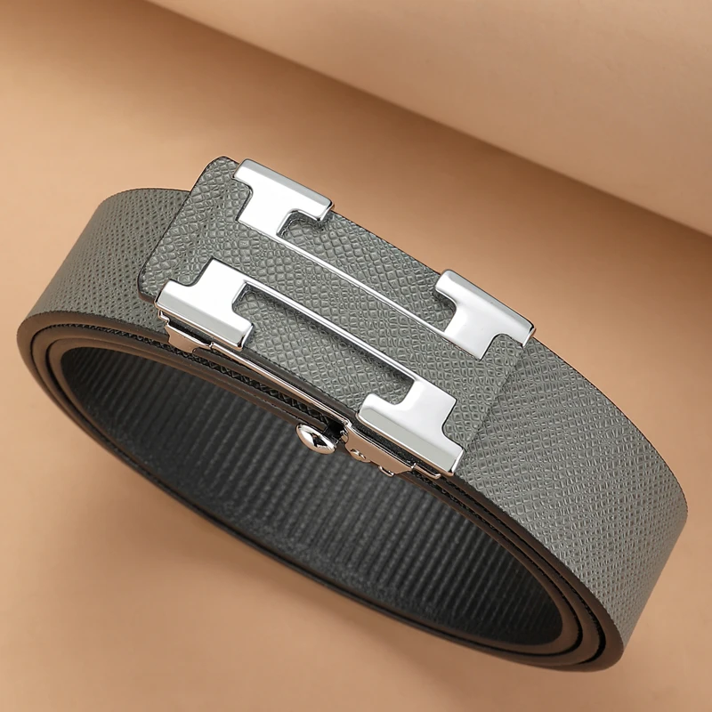 Automatic Metal Buckle Belt For Men Business Genuine Leather Waistband High Quality Luxury Brand Casual Cowskin Herrengürtel