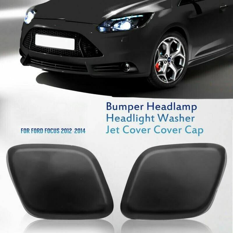 Pair Car Auto Front Headlight Washer Jet Cover Cap Black Plastic 1719217# BM51-13L018-ADXWAA Fit For Ford Focus 2012-2014 2013