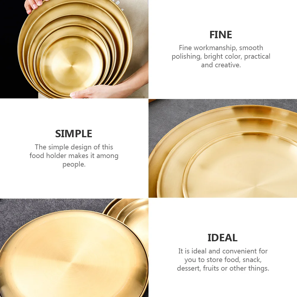 3 Pcs Plate Metal Korean Style Dish Stainless Steel Vintage Round Nut Beef Meat