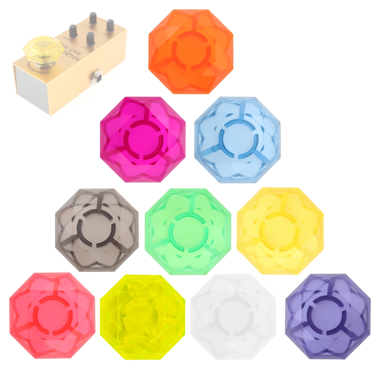 10Pcs Guitar Effect Pedal Foot Switch Protection Cap Pad Cover ABS Plastic Diamond Shape Guitar Foot Pedal Nail Cap Topper Knobs