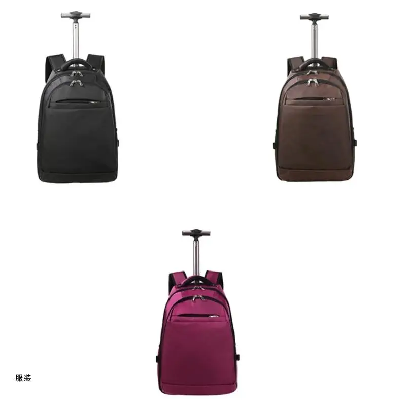 

D0UD Rolling Backpack Splashproof Wheeled Laptop Backpack College Trolley Suitcase