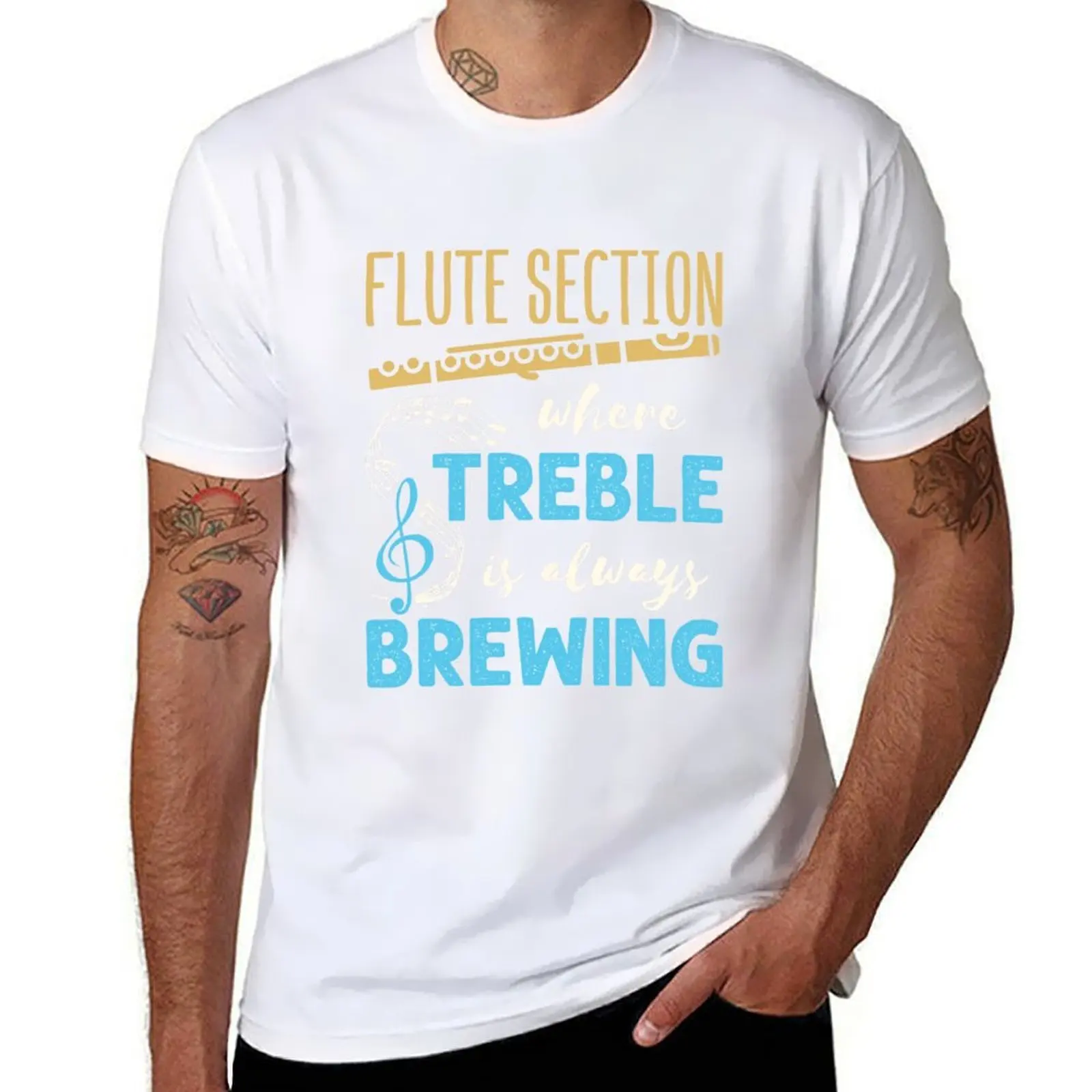 

Flute Section Where Treble Is Always Brewing T-Shirt cotton t shirt pack funny t shirts dark humor T-Shirt