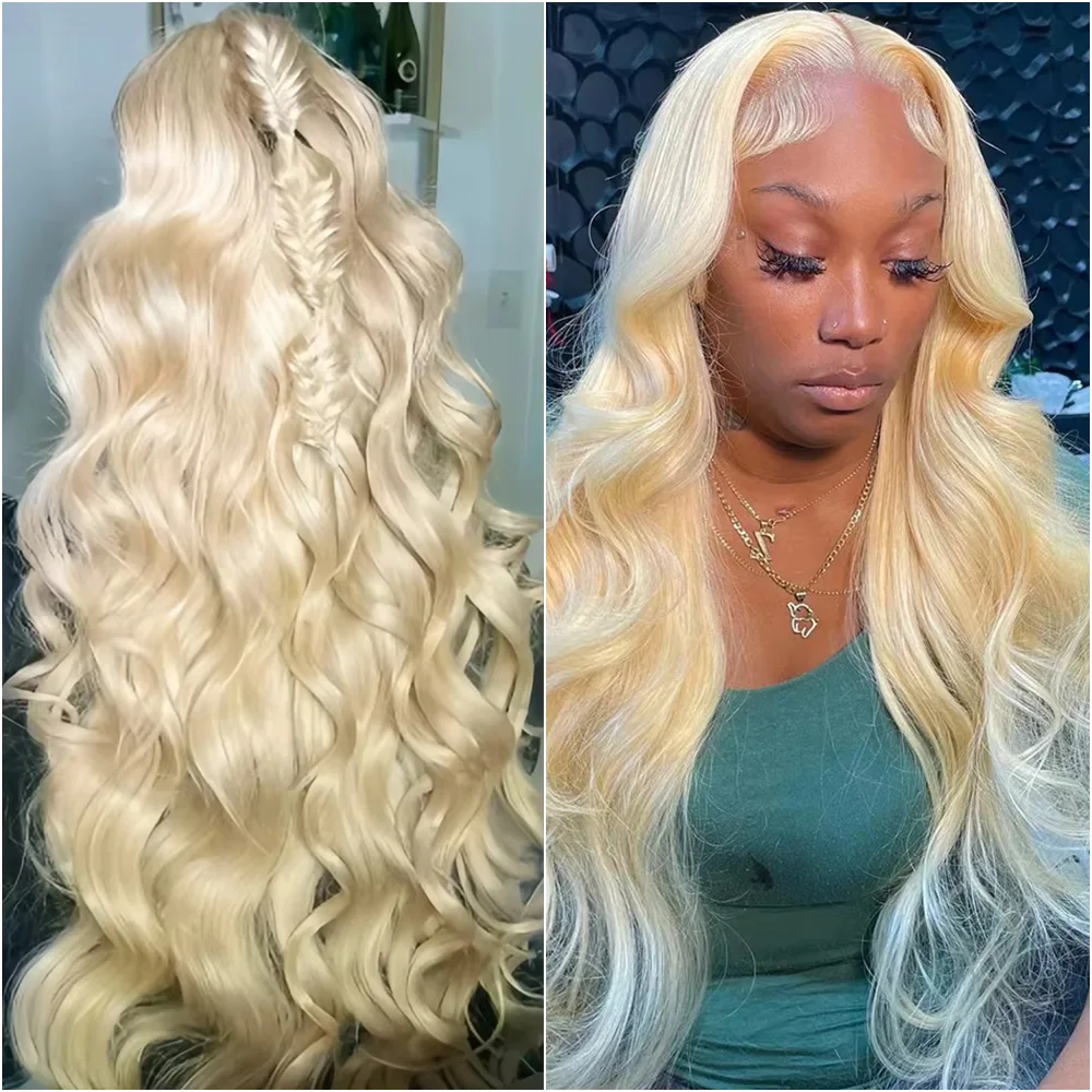 

613 Медовый блондин 13x4 13x6 HD Прозрачный парик фронтальной части шнурка Бразильские объемные волны Парики фронта шнурка Человеческие волосы 200% предварительно выщипанные 40 дюймов